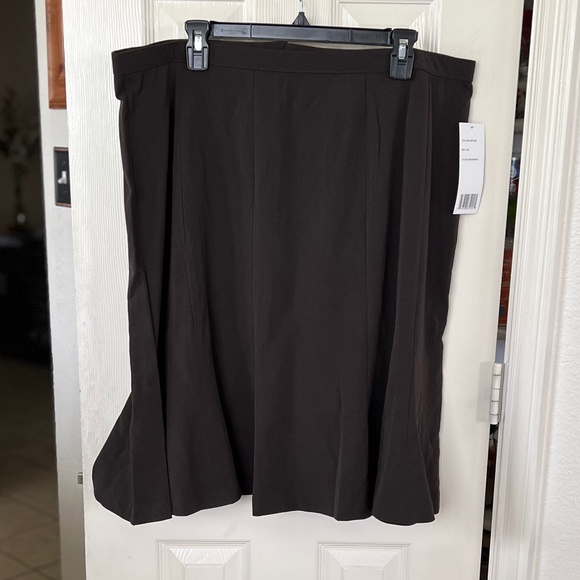 Focus 2000 Flare‎ Skirt Dark Brown Career Casual Comfort Stretch Plus 16W - Picture 3 of 7